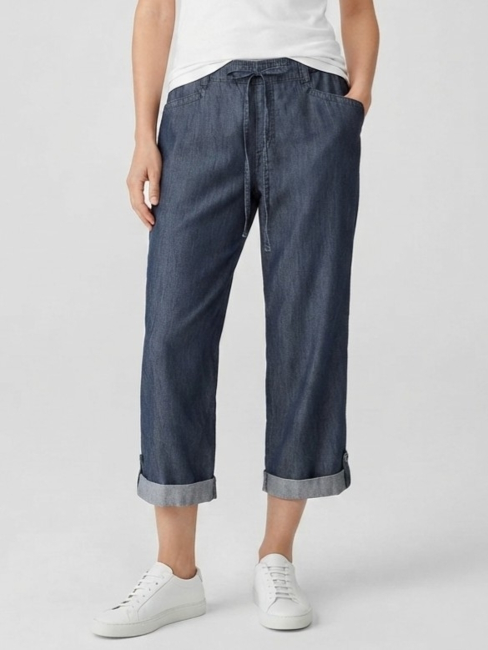 Nine & Co. Relaxed Drawstring Cropped Cuffed Jeans Size 8